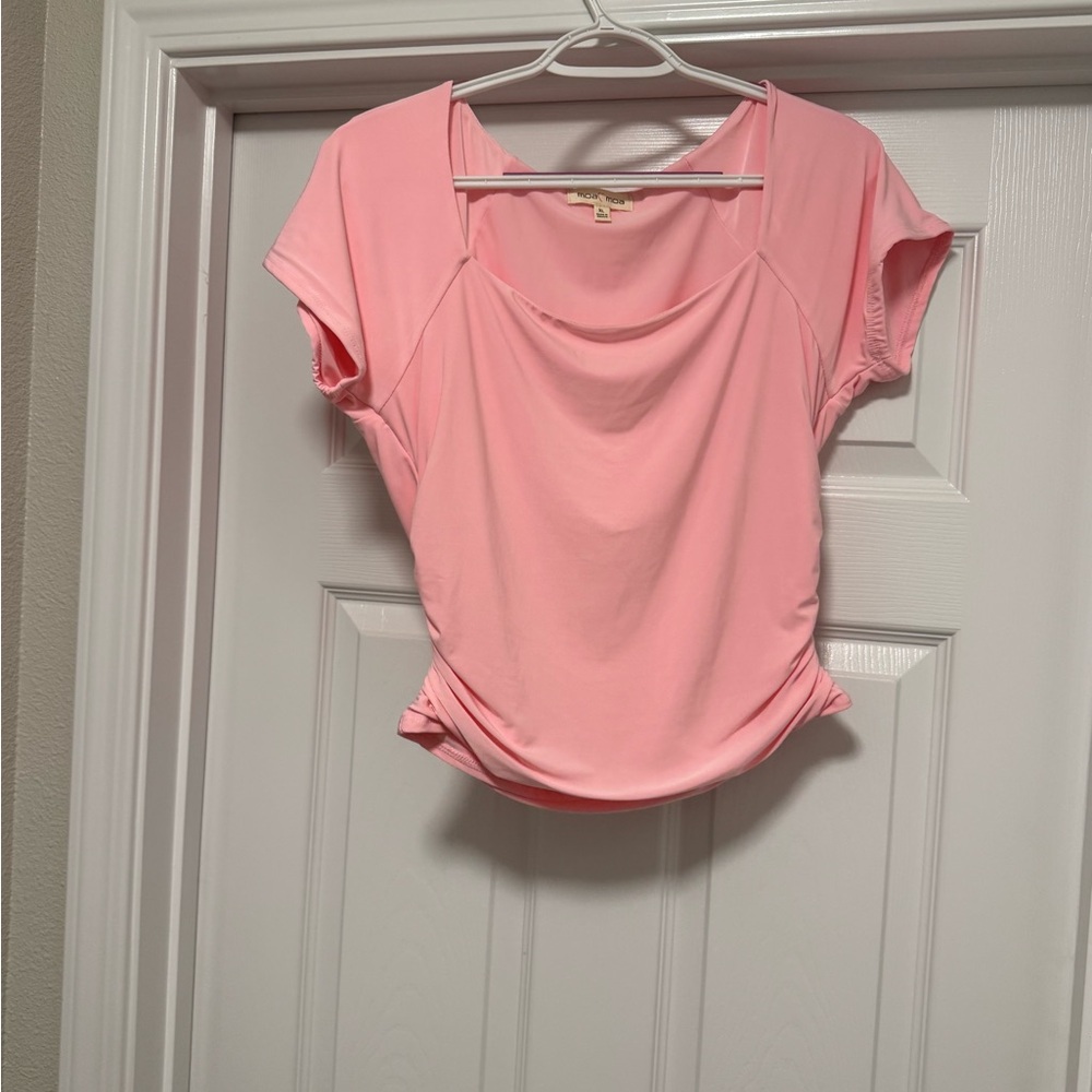 Moa Moa Pink Asymmetrical Ruched T-Shirt